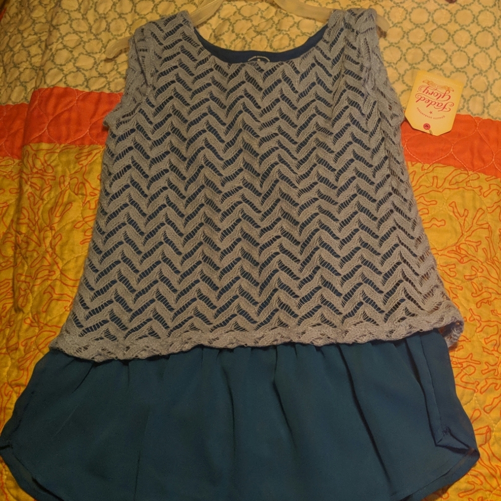 Blue tank dress n/ w tags..super cute lace overlay